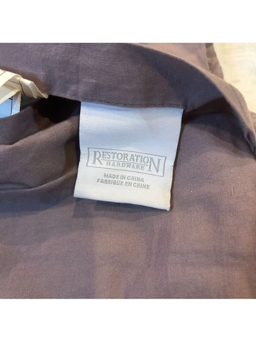 Restoration Hardware Standard Pillow Sham Gray Hand Quilted Belgian Linen 21x28”